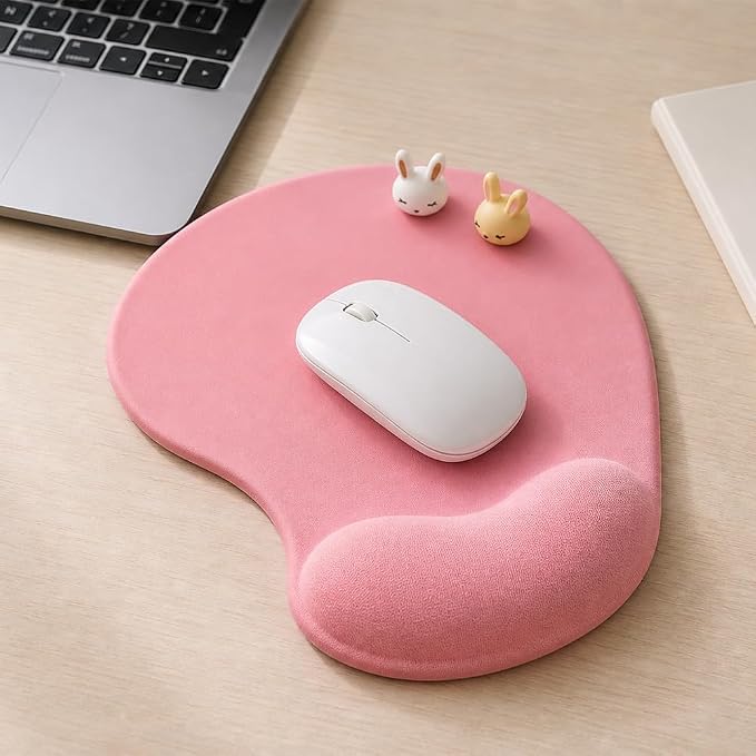 Office Mousepad with Gel Wrist Support - Ergonomic Gaming Desktop Mouse Pad Wrist Rest - Design Gamepad Mat Rubber Base for Laptop Computer -Silicone Non-Slip Special-Textured Surface (01Pink)