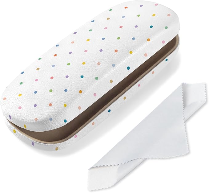 Glasses Case Hard Shell, Cute Sunglasses Case for Women Leather Protective Case for Eyeglass with Cleaning Cloth
