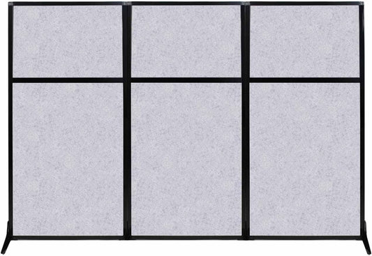 Versare Office Workstation Screen | Portable Wall Divider | Modern Cubicle | Freestanding Privacy Screen | Flexible Work Space | 3 Panels | 99" Wide x 70" Tall Marble Gray SoundSorb Panels