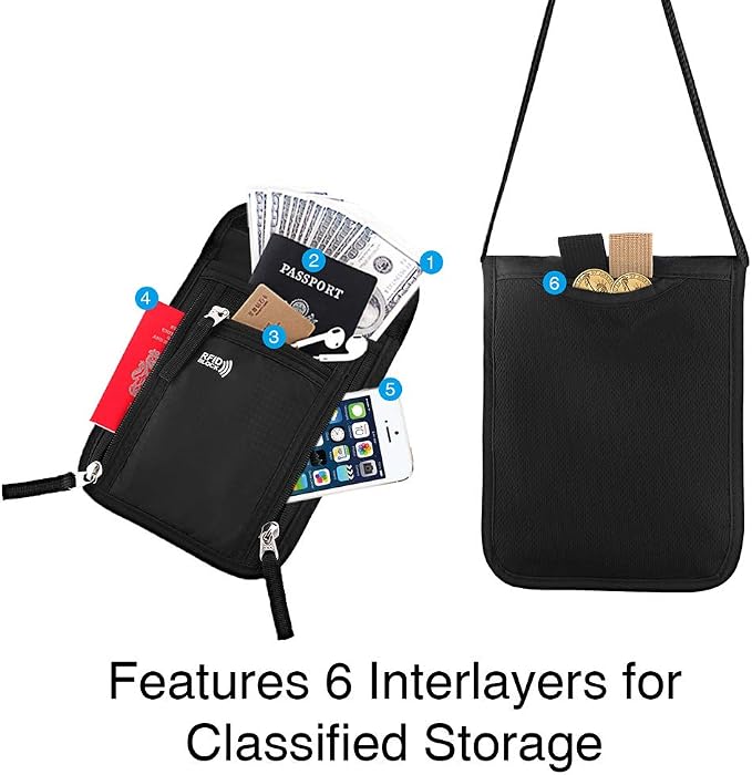 Travel Pouch Neck Wallet Family Passport Holder Organizer Case with RFID Blocking | Family Passport Holder