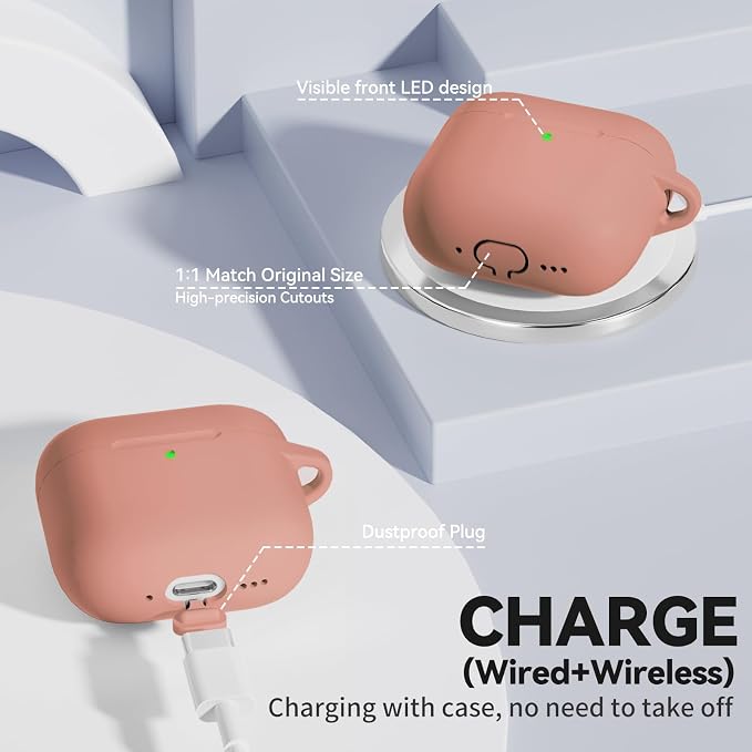 for AirPods 4 Case, TNSNK Silicone AirPod 4 Case Cover Compatible with Apple Airpods 4th Gen, Shockproof Protective Cases for Women Girly with Cleaner Kit and Keychain, Front LED Visible