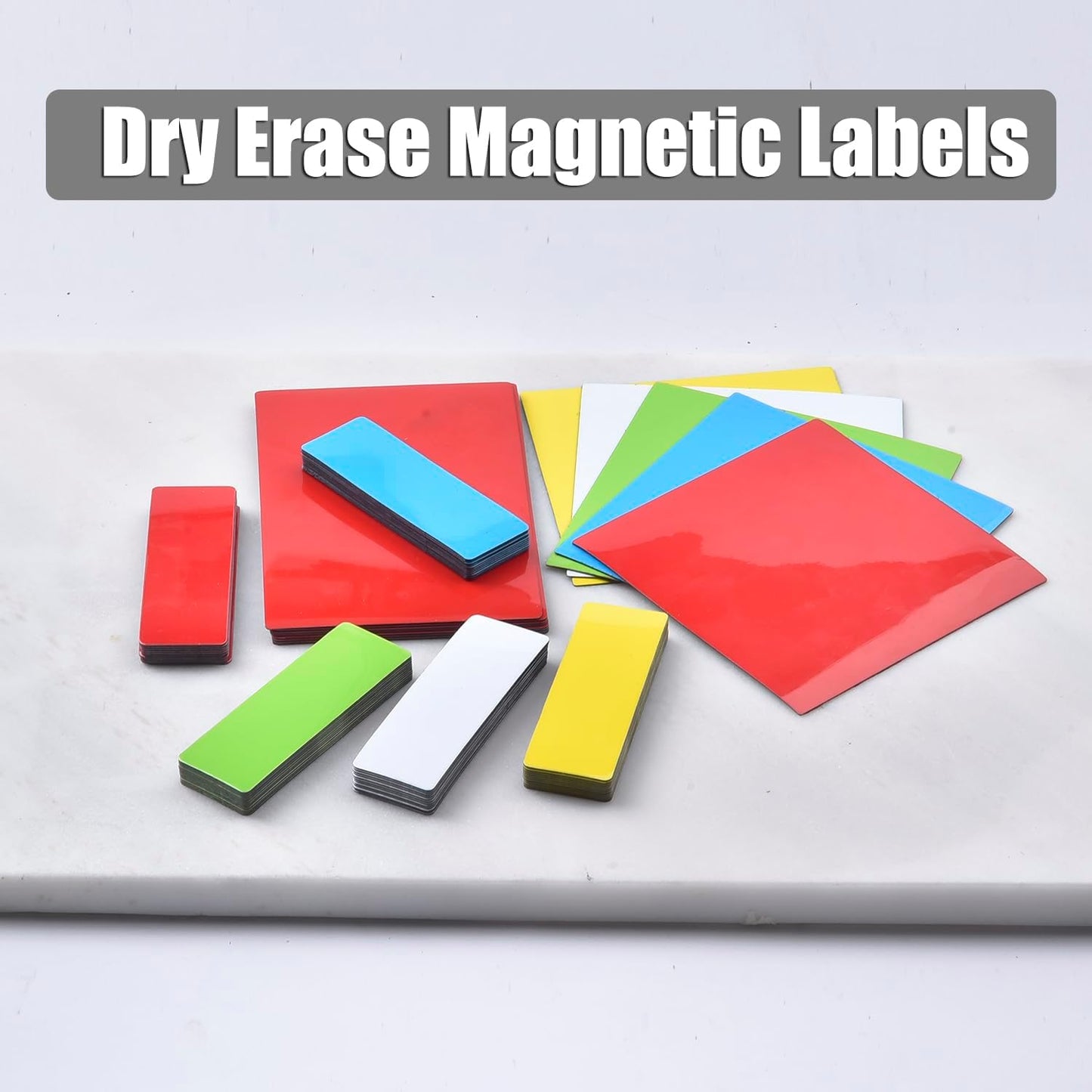 Realth Dry Erase Magnetic Labels Green (2'' × 4'' 40 Pcs),Blank Reusable Magnet Stickers, Magnets for Whiteboard, Washable Magnetic Sheets for Classroom Fridge Office, Name Tags for Teachers Students