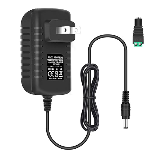 12V Power Supply, 12 Volt 1A 12W DC Power Supply, Black LED Power Adapter, AC 110V to 12V Wall Mounted Transformer Plug for LED Strip Lights with 5.5/2.1 DC Female Connector