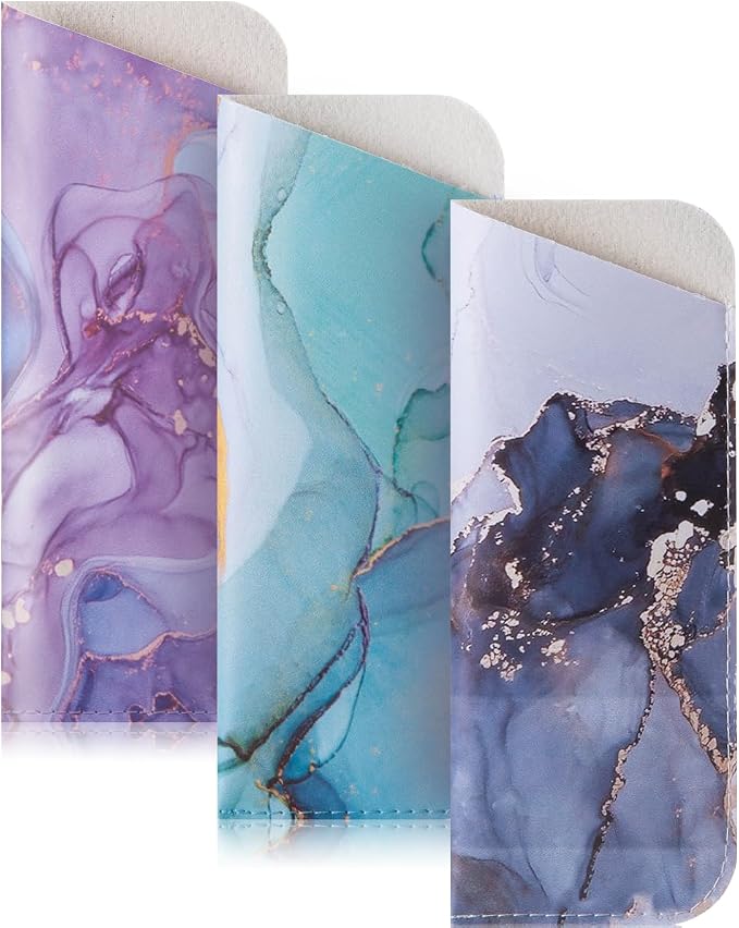 TRIUMPH VISION 3 Pack Reading Glasses Pouch Soft Case Eyeglass Sleeve Slim | Alternative to Bulky Case in bag, Lightweight Lined Padded Protect Optical lens Slip in, Cute Pattern Portable for Daily Use