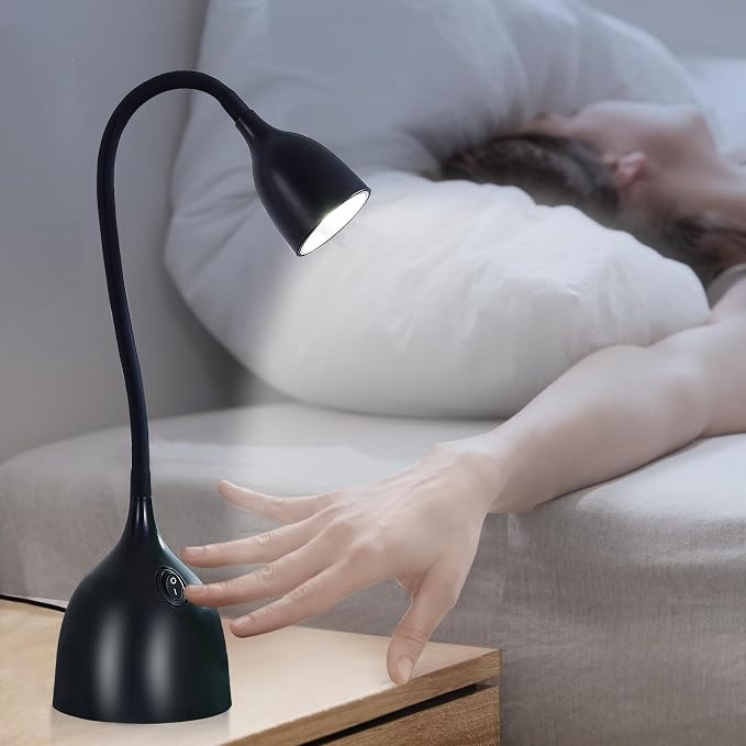 EJIAXIN Desk Lamp for Home Office, LED Reading Light, Small Adjustable Flexible Gooseneck Table Lamp, Eye-Caring Desk Lamp for College Dorm Room Study Lamp, Black