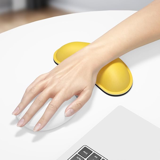 Dapesuom Mouse Wrist Rest, Ergonomic Memory Foam Mouse Wrist for Computer Desk Mats Support, Hand Rest Pad Cushion for Gaming, Office, Laptop, Men, Women, Pain Relief & Easy Typing, Apricot Yellow
