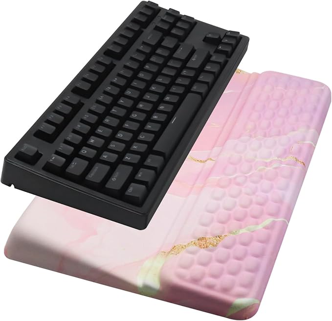 Ergonomic Keyboard Stand with Wrist Rest, Computer Wrist Support Pad | Comfy Tilted Keyboard Riser Holder Wrist Pad for Pain Relief, Soft Memory Foam Desk Cushion for Office Home