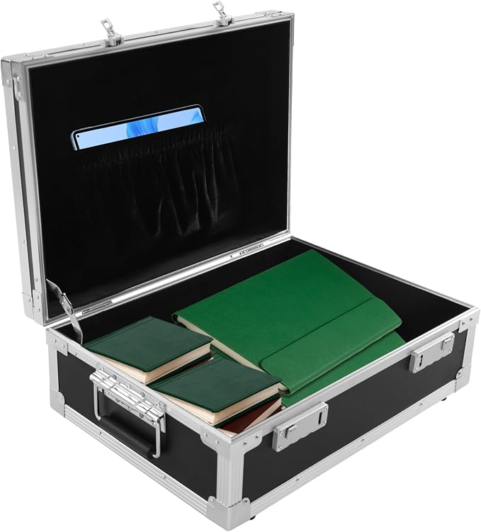 Document Organizer with Lock Fireproof Safe Box with Bilateral Code Lock Chest Safe with Carrying Handle to Secure Money Jewelry Documents (Black)