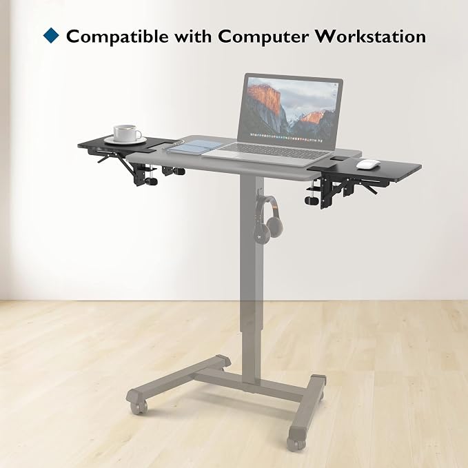 BONTEC Ergonomic Desk Extender Tray, 9.5"x9.1" Wrist Rest Shelf | 90°Foldable Elbow Support, Table Mount Arm, Clamp on Computer Arm Rest for Desk, Office & Home Use,Durable Easy to Install