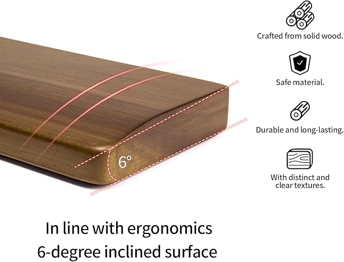 Ergonomic Wood Wrist Rest Support for 60-68 Key Mechanical Keyboard | 11.8" for 60%-75% Key Keyboard, Wrist Pain Relief, Easy to Clean and Smooth No Odor, Support Wrist to Coding Typing and Play
