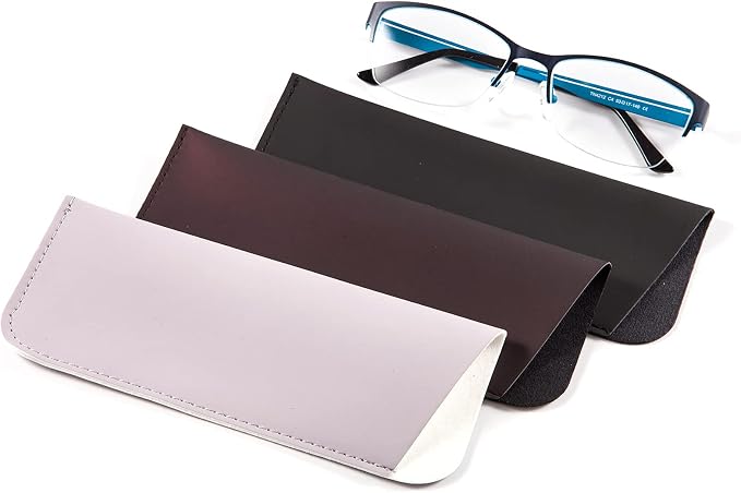 TRIUMPH VISION Reading Glasses Pouch Eyeglass Sleeve Soft Case Slim 3 Pack | Alternative to Bulky Case Lightweight，Neoprene Lined Padded Protect Optical lens Slip in, Cute Pattern Portable for Daily Use