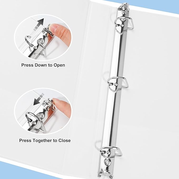 CIXILDTS 1-inch 3 Ring Binder Fit US Letter Size Paper, 1" Slant D Ring Binders, View Binder with 2 Pocekts, 12-Pack,White