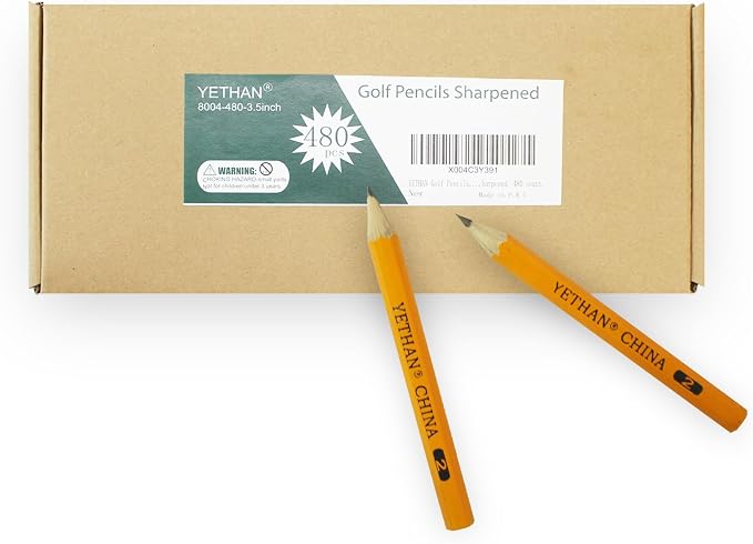480 Count Golf Pencils, 3.5" Half Pencils | Pre-Sharpened, Hexagon Mini Pencil Bulk, #2 HB For Casino, Church, Classroom, Back to School Supplies