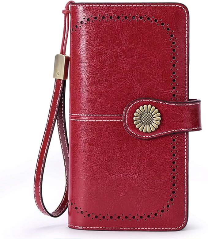 SENDEFN Wallets for Women Leather Credit Card Holder with RFID Blocking Large Capacity Wristlet | with RFID Blocking