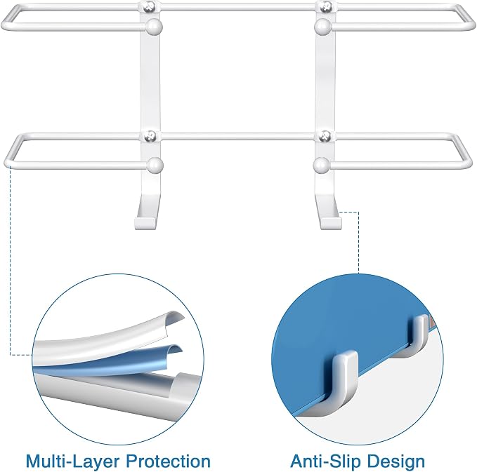 Glove Box Dispenser Wall Mount, Metal Tissue Holder, White | Wall Mount Glove Holder Organizer for Disposable Glove Box & Tissue Box, For Lab, Kitchen, Bathroom, Garage