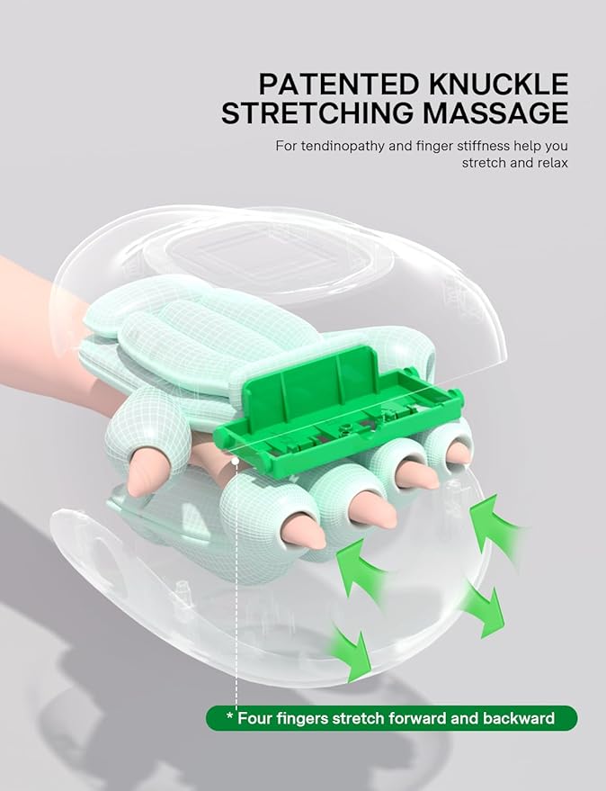Medisana Hand Massager with Heat and Compression, Cordless Hand Massager for Arthritis and Carpal Tunnel Relief, Knuckle Stretching Massage, Birthday Christmas Gifts for Men Women Dad Mom-Blue