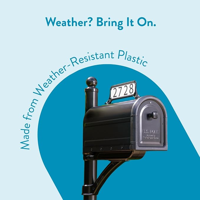 Architectural Mailboxes 3460B Manhattan Address Plaque, Small, Black | High-visibility, 2-sided in rust-proof plastic with UV-resistant finish. Vertical or horizontal mounting, hardware included.