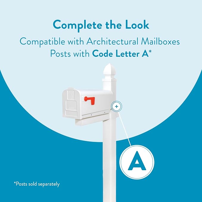 Architectural Mailboxes Parsons Plastic Post Mount Mailbox, Compatibility Code A, PL10W0AM, White, Medium Capacity, 1 Count (Pack of 1) | Durable plastic build with weather-resistant outdoor construction. USPS approved.