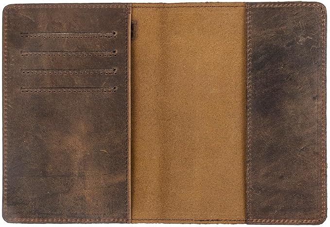 RFID Blocking Passport Holder Travel Wallet - Genuine Crazy Horse Leather for Men(Coffee)