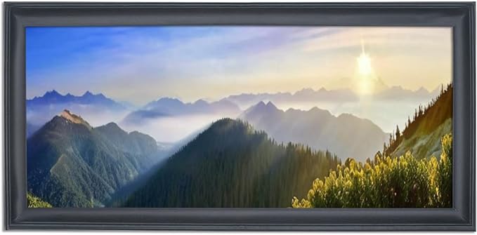 15x29 inch Picture Frame Solid Wood Black Panoramic Photo Frame,Suitable for Poster/Painting/Group Photo/Puzzle (A23B1529)