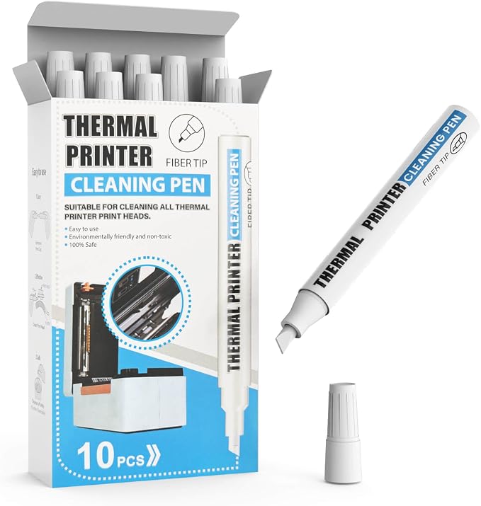Thermal Printer Cleaning Pen 10 Pack – Printhead Cleaner for Thermal Receipt, Shipping Label, POS & Card Printers, Safe & Easy Maintenance Tool