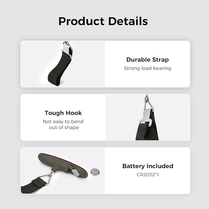 pack all Digital Luggage Scale for Travel, 110Lbs Capacity, 0.1Lb Precision | Handheld, Backlit LCD Display, Lb/Kg/Oz/g Conversion, Tare Function, Battery Included, Red
