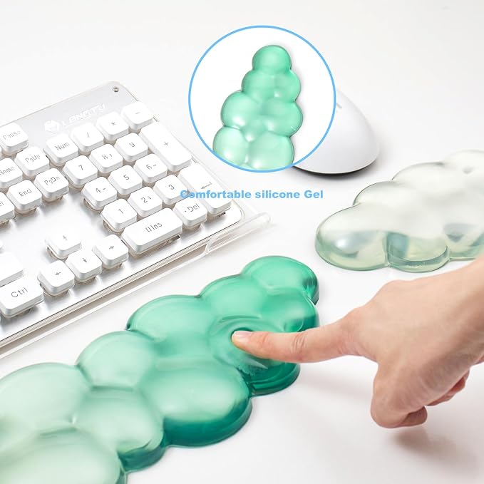 Cloud Gel Wrist Rest for Computer Keyboard and Mouse - Acrylic Keyboard Stand for Desk, Ergonomic Keyboard Riser with Wrist Rest Support for Mouse