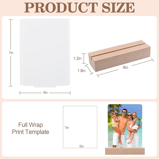 2 Pack 5" x 7" sublimation led acrylic photo frames night lights blanks heart shape,with Warm Color Light with Wood Stand for Heat Press Machine Printing