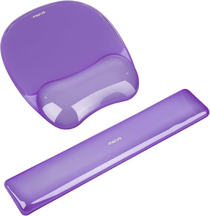 MOSISO Cooling Gel Wrist Rest Support for Mouse Pad&Keyboard Set, Purple | Irregular Oval Ergonomic Mousepad Keyboard Pad Non-Slip Base Home/Office Pain Relief&Gel Easy Typing Pad for Computer Laptop