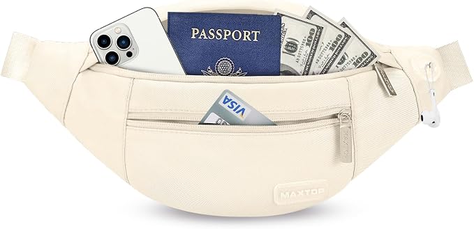 Small Aprocot Cross Body Bag Fashion Shoulder Fanny Pack for Women | Versatile,4-Zipper Pockets,Large Capacity,Adjustable Strap,Ideal for Theme Park Gym Fitness