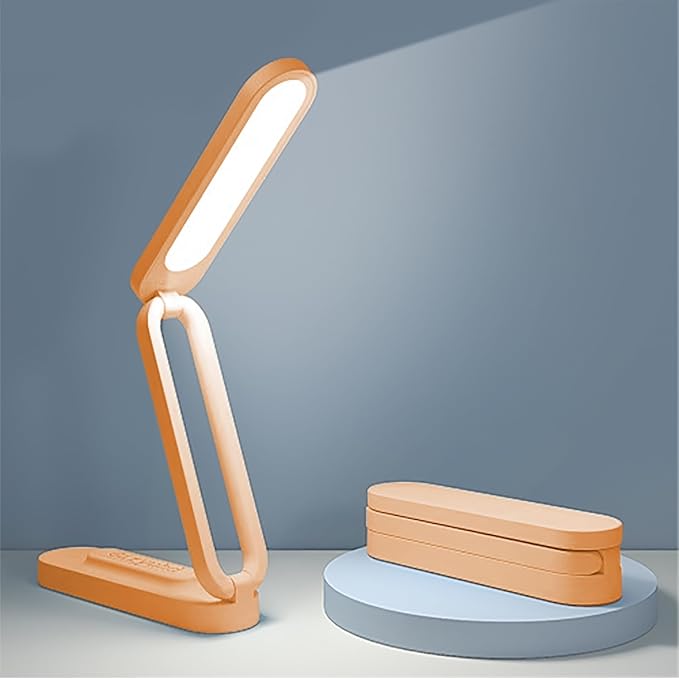 Giryuhd LED Desk Lamp for Office Home & Battery Operated Lamp Rechargeable Lamp Foldable & Portable Light, LED Desk Light Strip, 3 Brightness Dimmable Small Desk Lamp Reading Lamp (Orange)