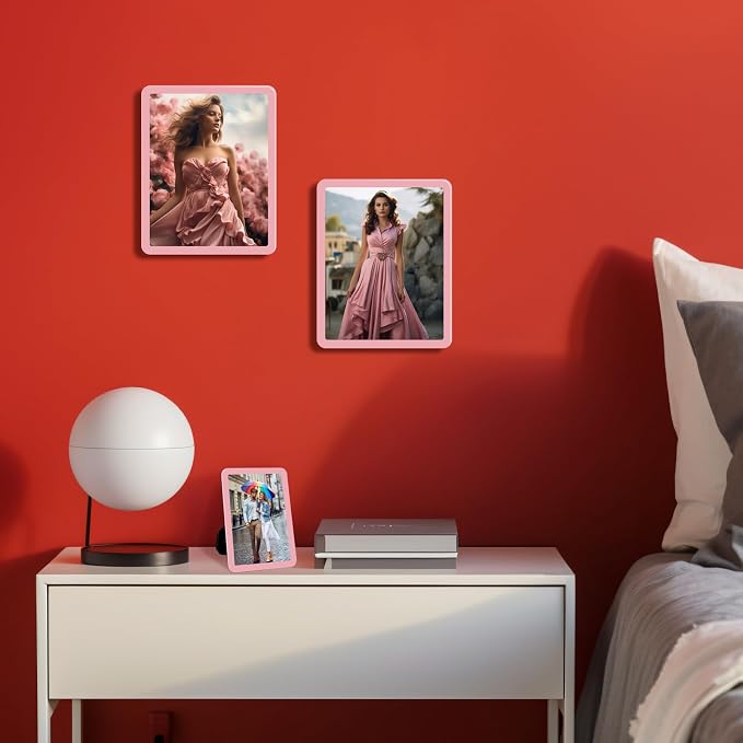 Bluesun Pink 8×10 Picture Frame, Vertical & Horizontal Wall & Tabletop | 8×10 Photo Frame Pink with Tempered Glass & Rounded Corners,Perfect for Girlfriends Sister Mom Women Home & Office