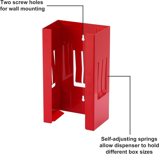 CASOMAN Magnetic Glove/Tissue Dispenser, 8LBS Capacity, Red Glove Dispenser Wall Mount, Glove Box Holder for Wall Mount, Magnetic Glove Box Holder, Not Include Gloves