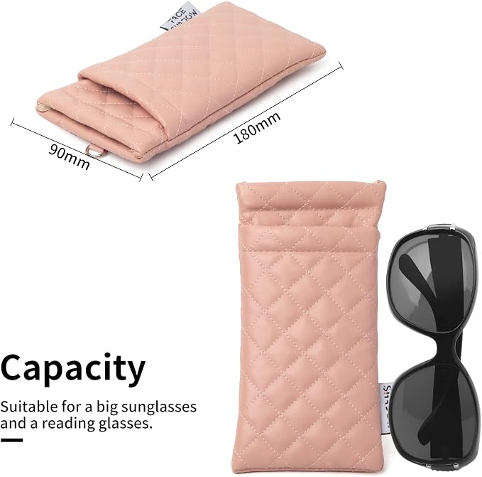 Face Shadow Double Glasses Case Soft Eyeglass Case For Women Men Squeeze Top Sunglasses Case With Cleaning Cloth