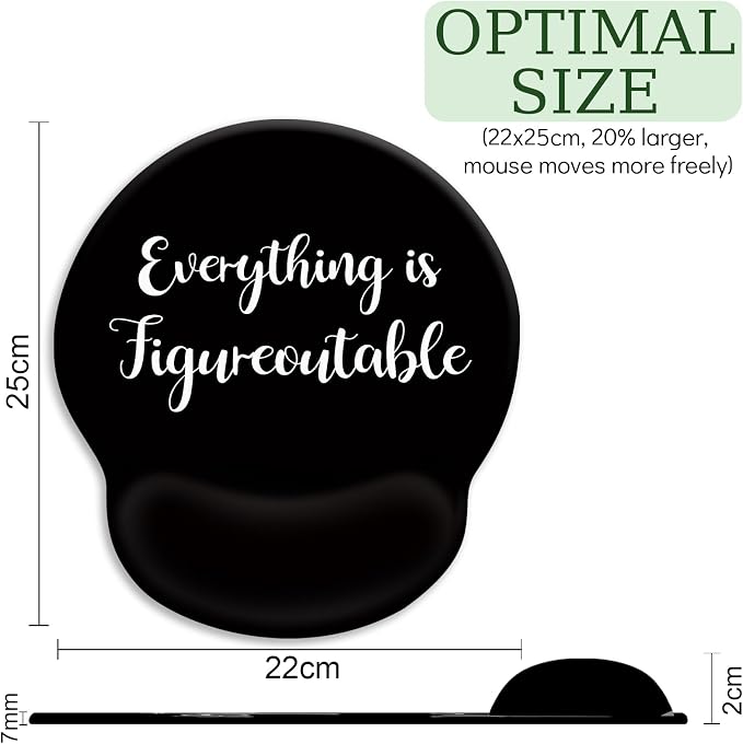 LIMKRIAN Black Ergonomic Mouse Pad with Wrist Rest, Office Desk Mousepad | Non-Slip PU Base, Smooth Surface, Cooling Gel Eases Wrist Pain, Cute Mouse Pad for Computer, Laptop, Office Desk Accessories