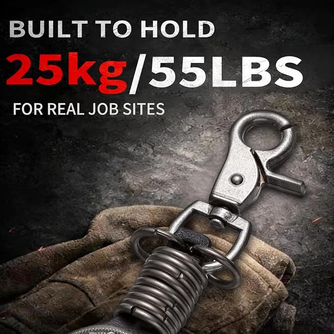 Heavy Duty Glove & Hat Clip with Carabiner, All-Metal Spring Clamp Work Glove Holder for Tool Belt, Harness, Backpack