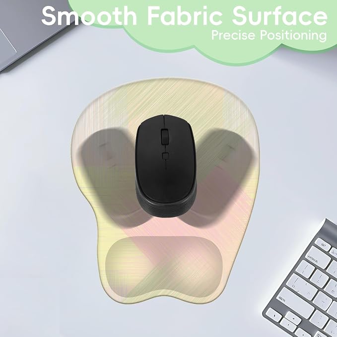 Mouse Pad with Wrist Rest Ergonomic Mouse Pad with Comfortable M-Shape Pain Relief Wrist Support Non-Slip PU Base Mousepad for Laptop, Office & Home (Pink Olive Painting)