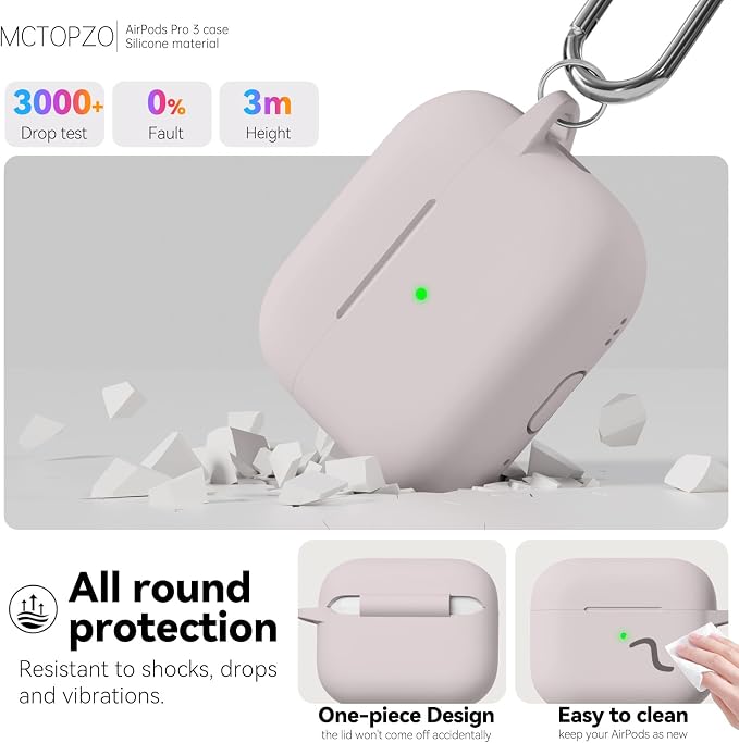 for AirPods Pro 3 Case 2025,Come with Cleaner Kit,Milk Tea | Silicone Protective Cover for Airpod Pro 3rd Generation Case with Keychain,for Women Men,One-Piece Design,Shockproof