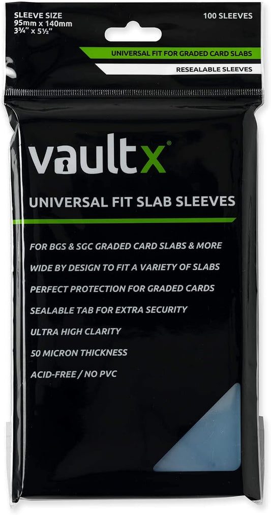 Vault X Exact Fit Slab Sleeves (100 Pack) Universal Fit for Graded Trading Cards, BGS, SGC, ACE and Similar Sized Cases