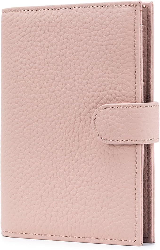 Karmiir RFID Passport Holder Travel Wallet for Women, Leather Passport Cover Wallet with Card Holders SIM Slots,Zippered Coins Pocket and Cash Slot Slim Compact Travel Wallet (Pink)