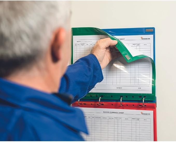 Tarifold Magnetic Double-Sided Document Pockets, Letter Size, Blue, 5 Pack | 5 magnetic double-sided pockets, holds letter-size documents, full magnetic backing, blue frames, quick document changes