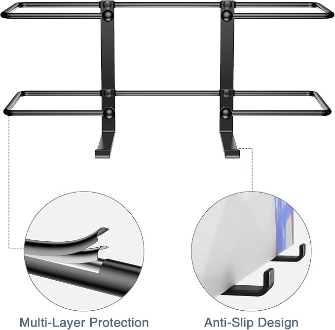 Glove Box Dispenser Wall Mount, Metal Tissue Holder, Black | Wall Mount Glove Holder Organizer for Disposable Glove Box & Tissue Box, For Lab, Kitchen, Bathroom, Garage