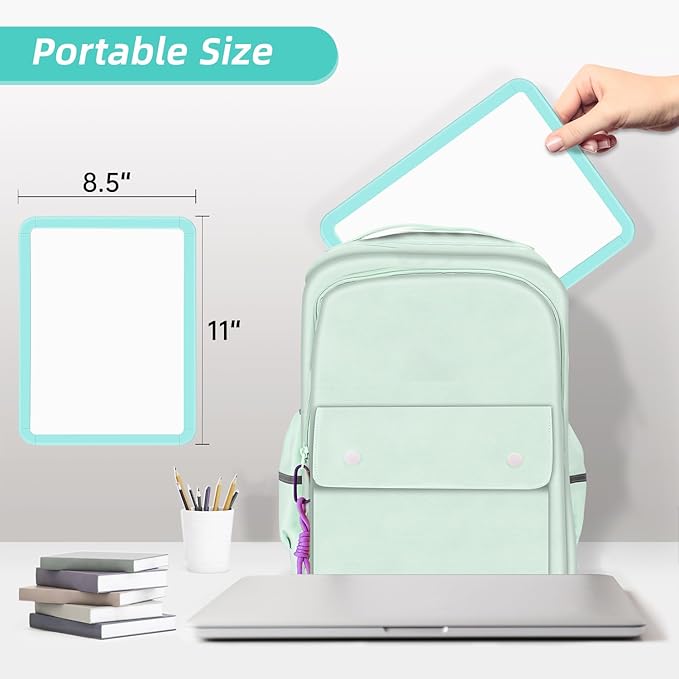 VUSIGN Magnetic Dry Erase Board, 8.5 x 11 Inches White Board, Green | Includes 4 Dry Erase Markers, Small Mini White Board for Students Fridge Wall Locker