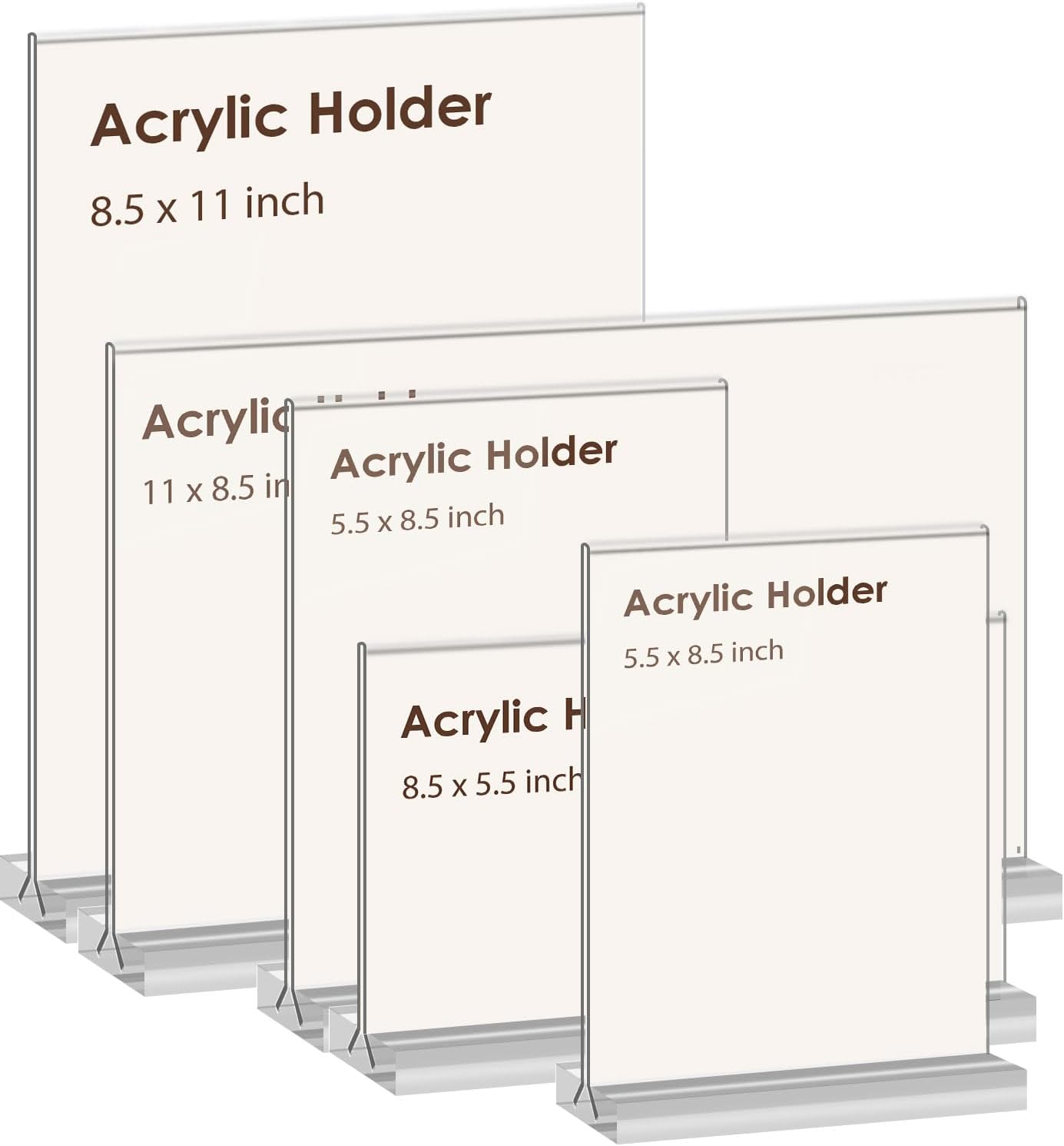 newnewshow 5“x7” Acrylic Sign Holder 6 Pack Vertical T Shape Double-Sided Desktop Display Holder