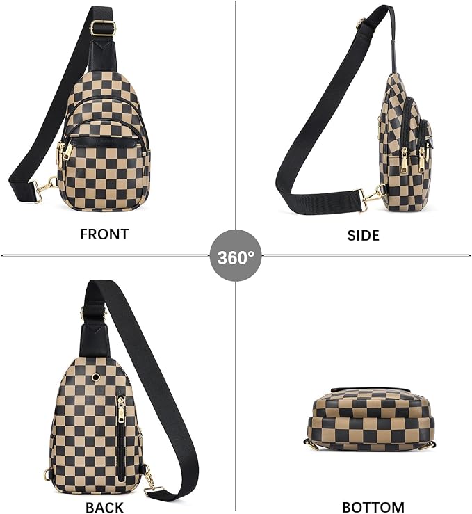 BOSTANTEN Sling Bag for Women Leather Crossbody Bags Fanny Pack Chest Bag for Travel | Adjustable Wide Strap, Small, Anti Theft, Lightweight, Multi Pockets and Carrying Way, Card Slot, Cute Trendy for Everyday