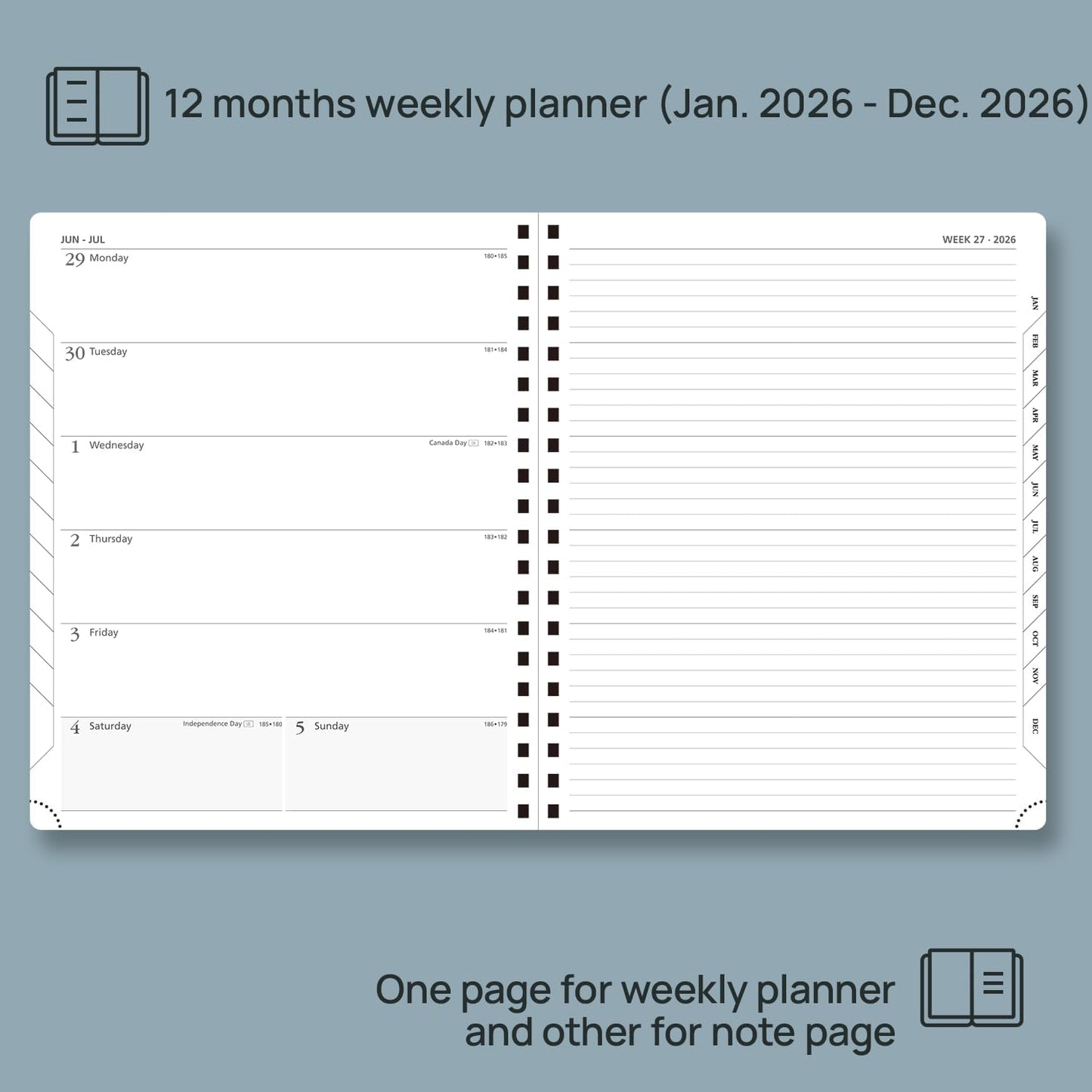 POPRUN 2026 Planner Weekly Notebook Calendar (Jan-Dec), Large Size 8.5'' x 10.5'' - Agenda 2026 Appointment Book with Monthly Tabs, Inner Pocket, Spiral Soft Cover, 100 GSM - Claret