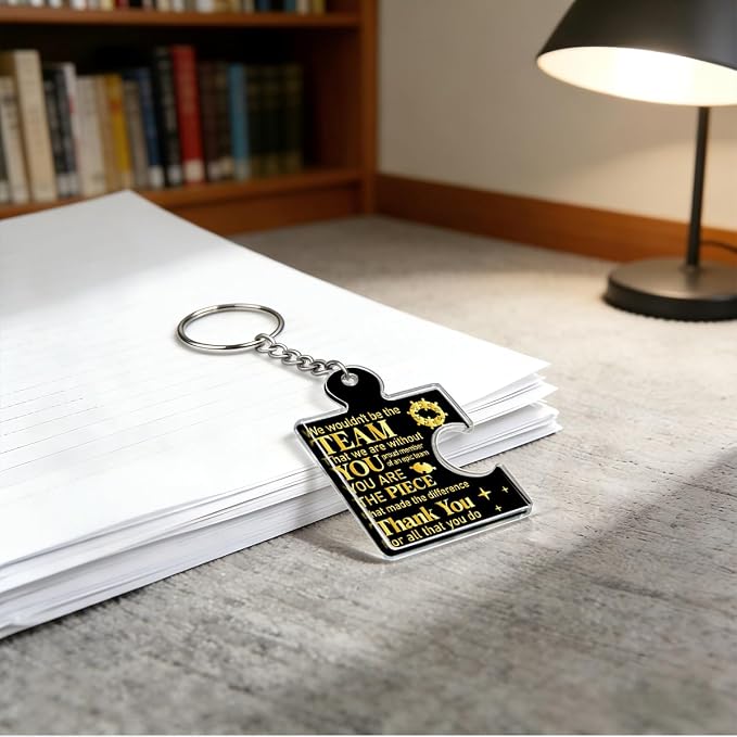 Team Appreciation Gifts Bulk Thank You Keychains for Coworkers | Gift Set for Employee, Staff, Teachers, Teamwork Puzzle Piece Keyring, Acrylic