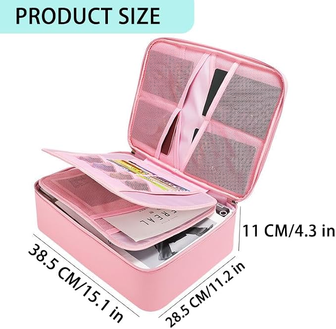 Fireproof Bag with Lock, Waterproof Fireproof Document Organizer for Safe Storage – Large Capacity File Storage Case for Home, Office, and Travel (pink)