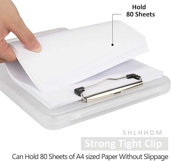 Clipboard with Storage,Storage Clipboard with Clip,Clipboards Foldable for Nurse,for 8.5x11 Paper Clip Boards,A4 Clipboards Case with Smooth Writing for Office Supplies Clip Board Case-Translucent