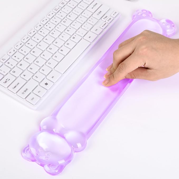 Clear Gel Keyboard Wrist Rest, Bear-Shape Wrist Rest, Ergonomic Wrist Rest for Computer Keyboard 60%/75% (Purple)